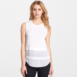 Michael Kors White Tiered Chiffon Hem sleeveless Tank Top